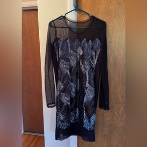 BCBGMaxAzria Black and Silver Sequin Dress